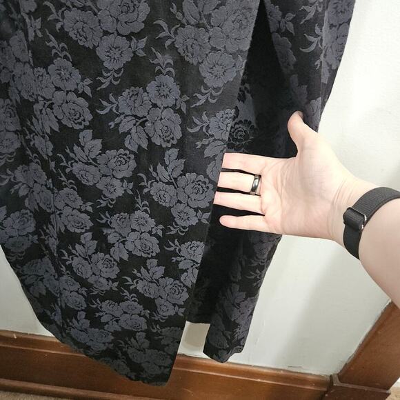 Vintage early 90s Scarlett Nite Maxi Dress Gown Sleeveless Black Floral Sz Small - Picture 3 of 9